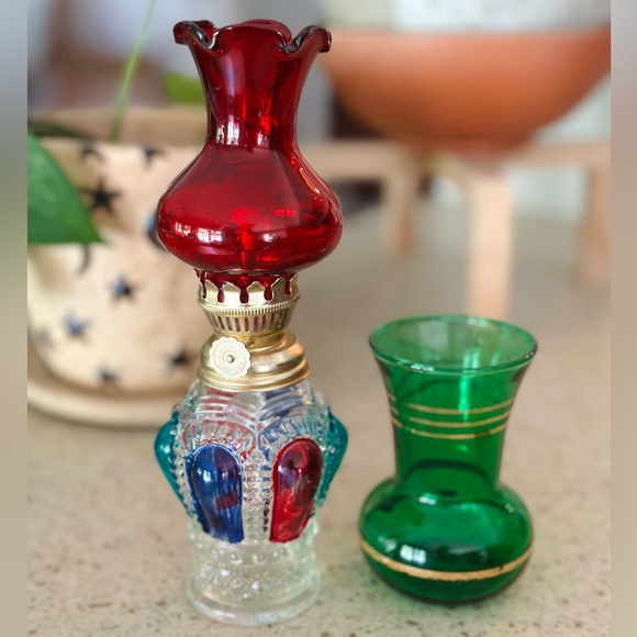 Mini colored vintage glass duo - Picture 2 of 12